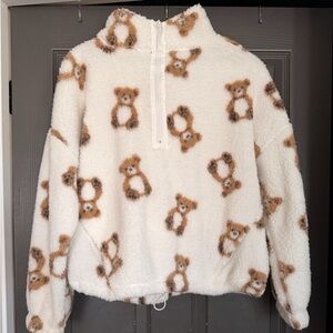 No Boundaries Cream Teddy Bear Fleece Hoodie